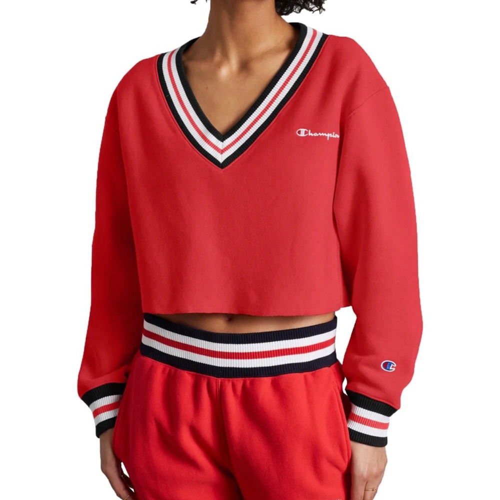 Champion cropped varsity sweatshirt